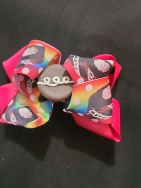Kids Rainbow And CUPCAKE Hair Bow with Pink Accent